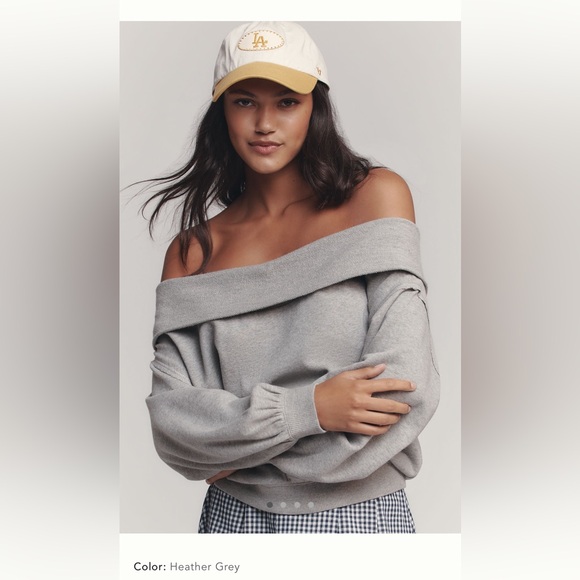 Anthropologie Sweaters - NWT PILCRO Off-Shoulder Gray Top